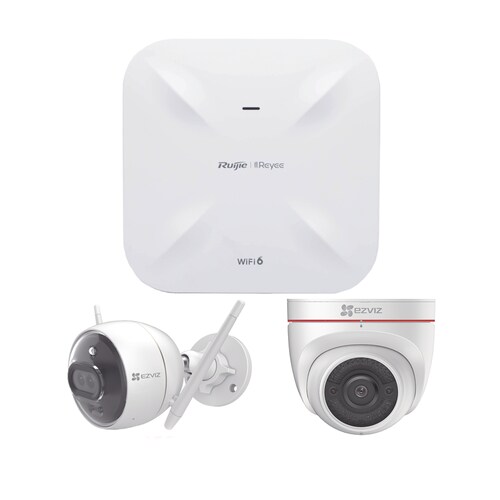 Kit 3 Cámaras Wi-fi Ezviz Con Router Acces Point Ruijie