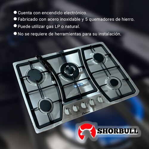 Parrilla Estufa 5 Quemadores Acero Inoxidable Shorbull