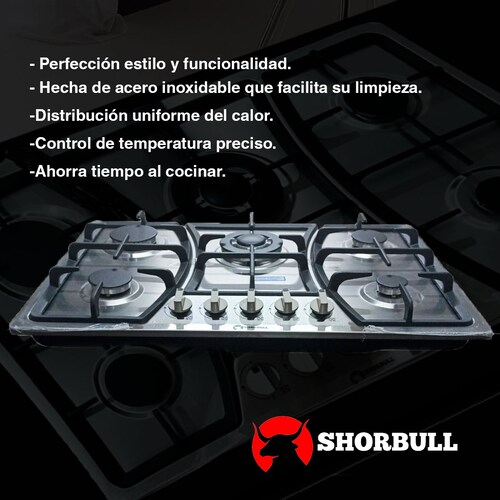 Parrilla Estufa 5 Quemadores Acero Inoxidable Shorbull