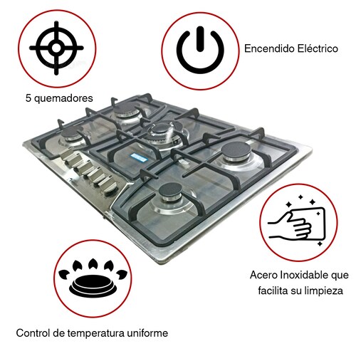 Parrilla Estufa 5 Quemadores Acero Inoxidable Shorbull