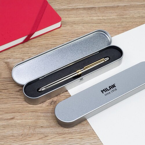 Boligrafo Elegante Milan Multifuncional 4 En 1 Caja Metalica