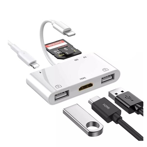 Adaptador Lightning Hub A 4k Hdmi, Tf Y Sd Para iPhone iPad