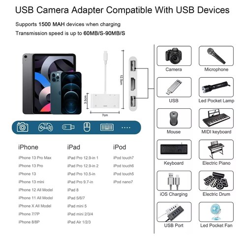Adaptador Lightning Hub A 4k Hdmi, Tf Y Sd Para iPhone iPad
