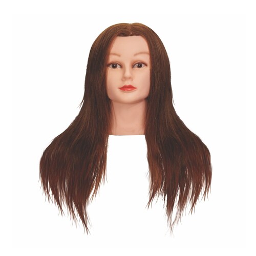 Cabezote De Practica Cabello Natural Castaño Oscuro 18 pulgadas