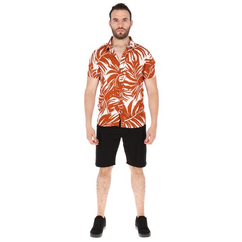 Camisa Manga Corta Hawaiiana De Flores
