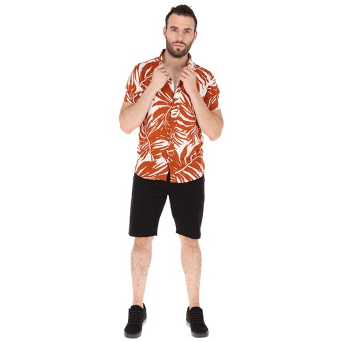 Camisa Manga Corta Hawaiiana De Flores