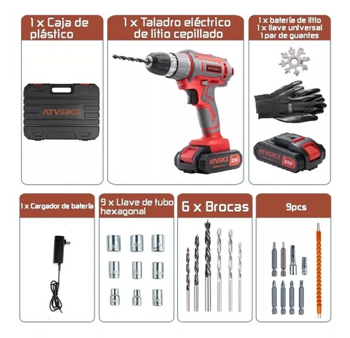 Kit Taladro Eléctrico Atornillador Inalambrico Atverce