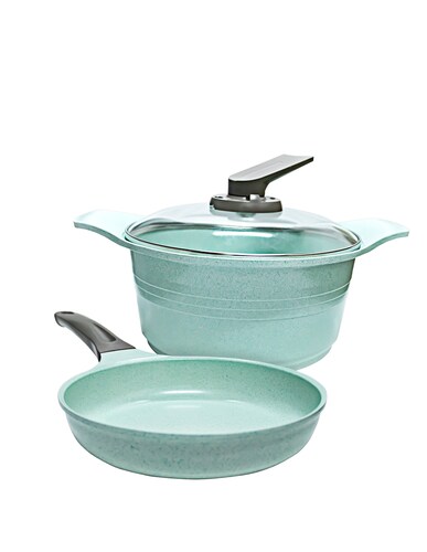 SET DE 1 SARTEN Y 1 CACEROLA CON RECUBRIMIENTO DE JADE, 24CMS 