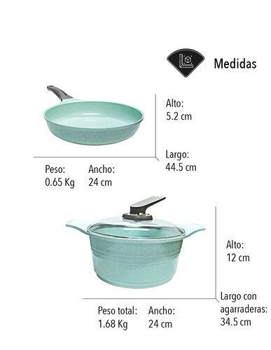 SET DE 1 SARTEN Y 1 CACEROLA CON RECUBRIMIENTO DE JADE, 24CMS 