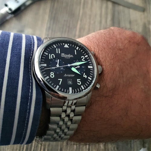 Reloj Mondia Italy - 1946 Aviator Cronógrafo - Caballero - Acero 316 L - 42mm - Made in Italy
