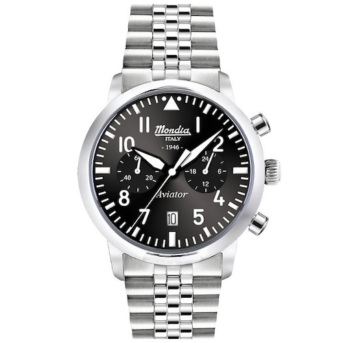 Reloj Mondia Italy - 1946 Aviator Cronógrafo - Caballero - Acero 316 L - 42mm - Made in Italy