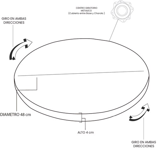 Charola giratoria de Madera Parota Redonda,Lazzy Susan Hogare Para servir alimentos, Centro de mesa, Uso profesional y casero, Madera fina, Resistente, Duradera, Diseño elegante, 48 cm.
