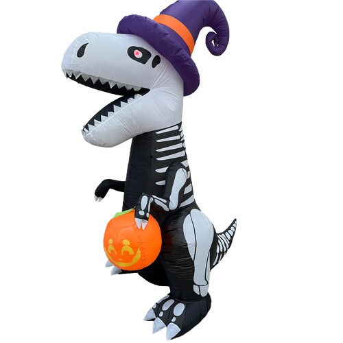 Inflable halloween dinosaurio t rex esqueleto con led en ojos 2.4m