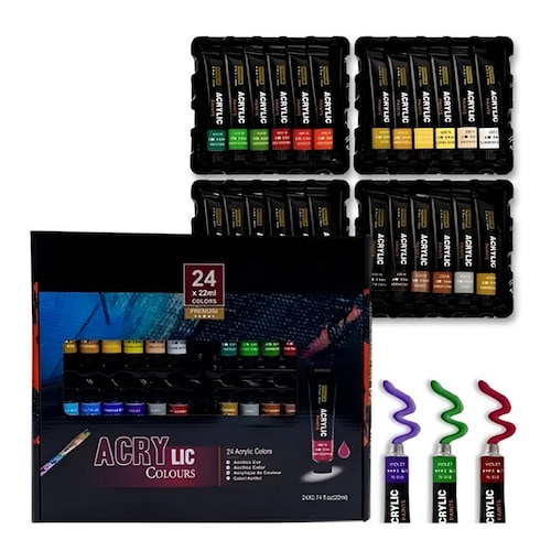 Pintura Acrílica Profesional Pintura Arte 24 Colores 22ml