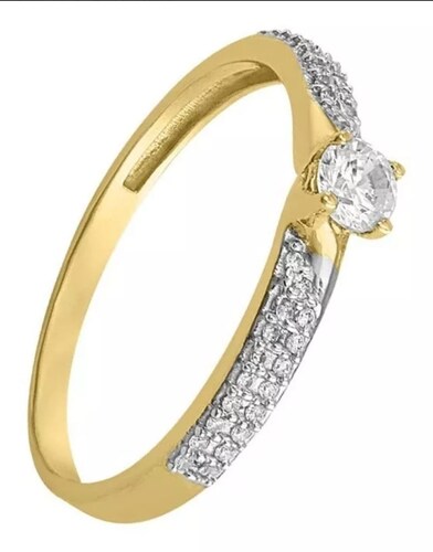 Anillo Solitario Lineas De Zirconias En Oro De 14 K +obsequio