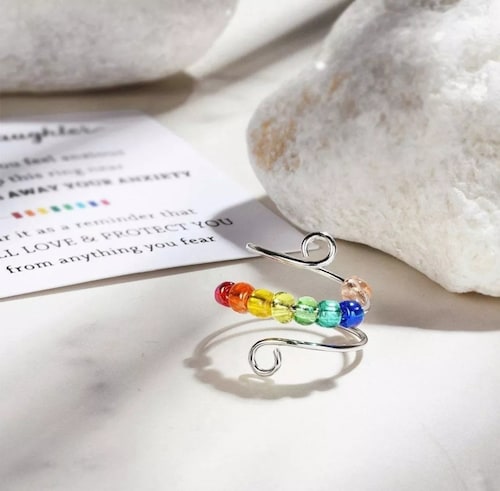 Ajustable Anillo Arcoiris Anti-ansiedad Cuentas Giratorias