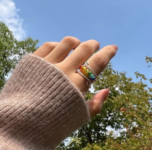 Ajustable Anillo Arcoiris Anti-ansiedad Cuentas Giratorias