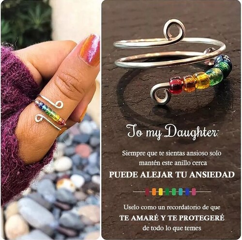 Ajustable Anillo Arcoiris Anti-ansiedad Cuentas Giratorias