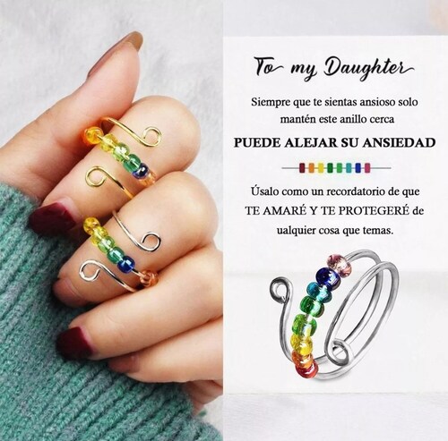Ajustable Anillo Arcoiris Anti-ansiedad Cuentas Giratorias