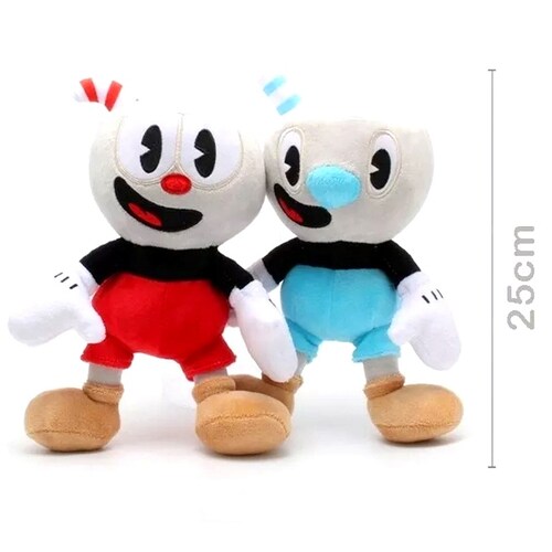 Cup Head Mugman Muñeco De Peluche De Niños 25cm. 2pzs