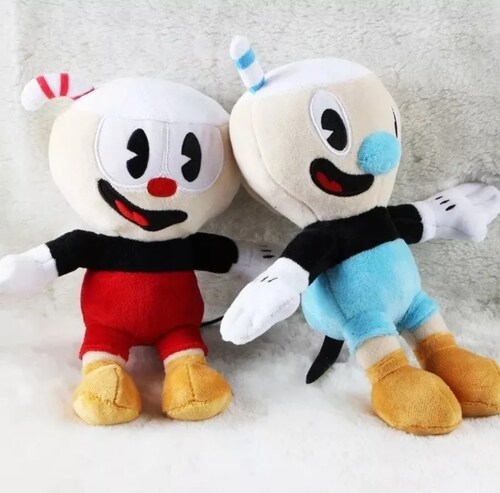 Cup Head Mugman Muñeco De Peluche De Niños 25cm. 2pzs