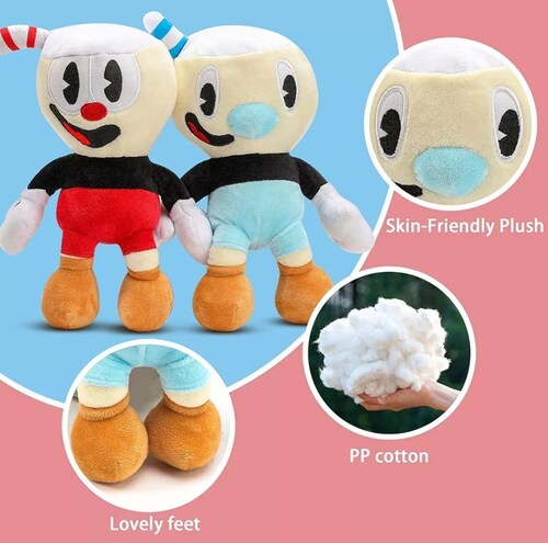 Cup Head Mugman Muñeco De Peluche De Niños 25cm. 2pzs