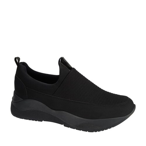 Tenis de licra loafer para mujer, color negro, marca Shosh, mod. 1049500