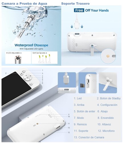 Video Otoscopio Teslong MS500 con Pantalla HD