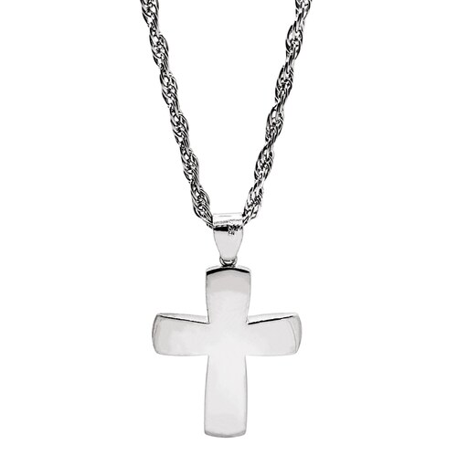 Cadena torzal y cruz de plata .925 con baño de rodio.