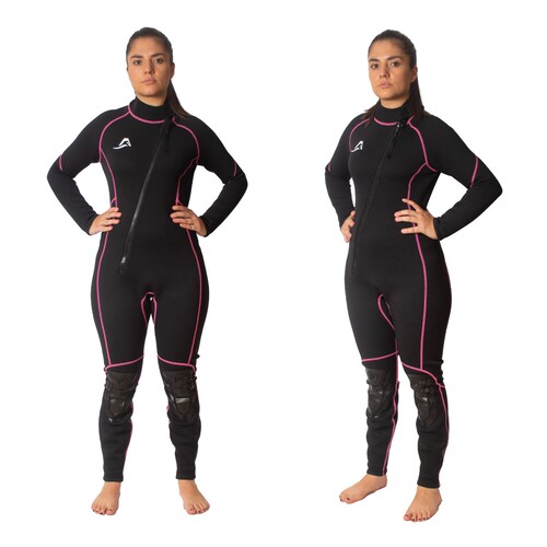 Traje de Neopreno Wetsuit Para Mujer Sea Woman de 3mm Cuerpo Completo Modelo Negro Rayas Rosa SEAPEOPLE