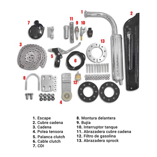 Kit Motor Bicicleta de Gasolina 80 CC 2 Tiempos para Bicicleta Motorizada Bicimoto