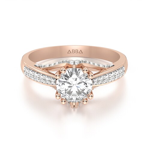 ANILLO DE COMPROMISO 14K ORO ROSA CON PIEDRA EVA ABBA JOYAS.