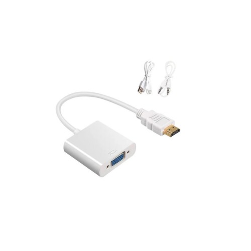 Adaptador Hdmi A Vga Con Cable De Audio De 3.5 Mm Blanco