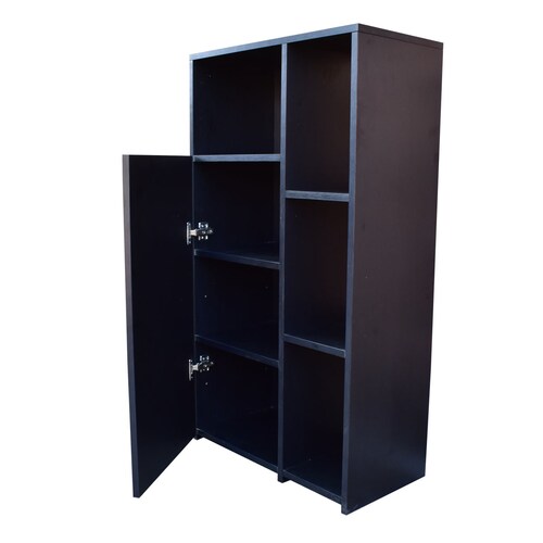 Mueble Alacena Despensero Organizador Hogare, Practico Mueble Multiusos de melamina de 16 mm de alta resistencia, con una puerta y siete estantes Color Chocolate