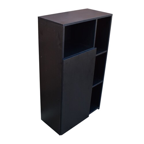 Mueble Alacena Despensero Organizador Hogare, Practico Mueble Multiusos de melamina de 16 mm de alta resistencia, con una puerta y siete estantes Color Chocolate