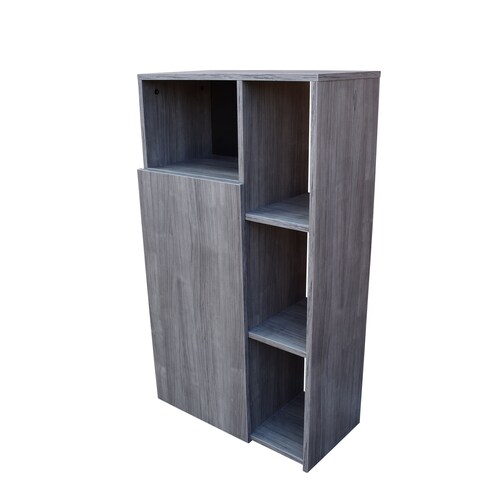 Mueble Alacena Despensero Organizador Hogare Practico Mueble Multiusos de melamina de 16 mm de alta resistencia con una puerta y siete estantes Color Gris