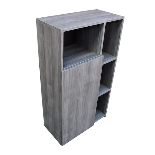 Mueble Alacena Despensero Organizador Hogare Practico Mueble Multiusos de melamina de 16 mm de alta resistencia con una puerta y siete estantes Color Gris