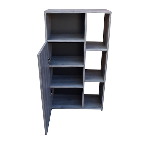 Mueble Alacena Despensero Organizador Hogare Practico Mueble Multiusos de melamina de 16 mm de alta resistencia con una puerta y siete estantes Color Gris