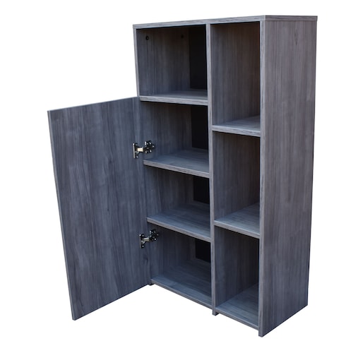 Mueble Alacena Despensero Organizador Hogare Practico Mueble Multiusos de melamina de 16 mm de alta resistencia con una puerta y siete estantes Color Gris