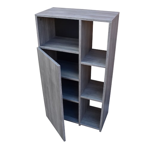Mueble Alacena Despensero Organizador Hogare Practico Mueble Multiusos de melamina de 16 mm de alta resistencia con una puerta y siete estantes Color Gris