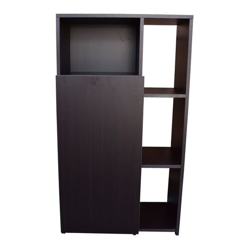 Mueble Alacena Despensero Organizador Hogare, Practico Mueble Multiusos de melamina de 16 mm de alta resistencia, con una puerta y siete estantes Color Negro