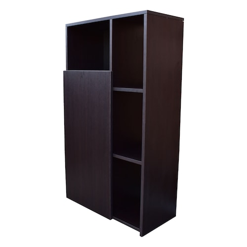 Mueble Alacena Despensero Organizador Hogare, Practico Mueble Multiusos de melamina de 16 mm de alta resistencia, con una puerta y siete estantes Color Negro