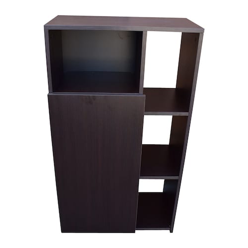 Mueble Alacena Despensero Organizador Hogare, Practico Mueble Multiusos de melamina de 16 mm de alta resistencia, con una puerta y siete estantes Color Negro