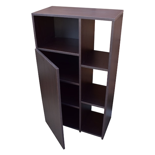 Mueble Alacena Despensero Organizador Hogare, Practico Mueble Multiusos de melamina de 16 mm de alta resistencia, con una puerta y siete estantes Color Negro