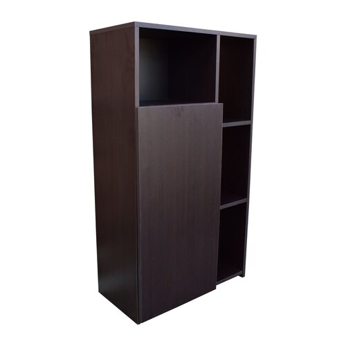 Mueble Alacena Despensero Organizador Hogare, Practico Mueble Multiusos de melamina de 16 mm de alta resistencia, con una puerta y siete estantes Color Negro