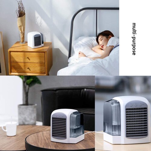 Enfriador de aire mini, ventilador personal USB con tanque de agua de 380 ml, ventilador para mesita de noche, coche, camping Modelo WT-F10