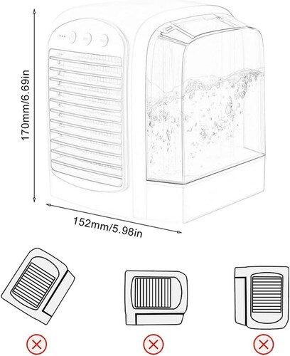 Enfriador de aire mini, ventilador personal USB con tanque de agua de 380 ml, ventilador para mesita de noche, coche, camping Modelo WT-F10