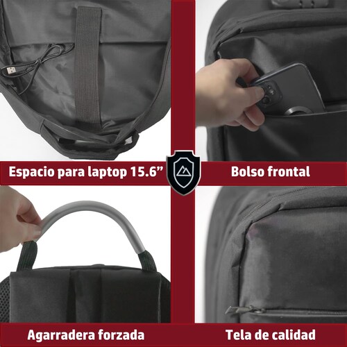  Mochila Antirrobo Con Carga USB Boclier Backpack 20 Litros color negro