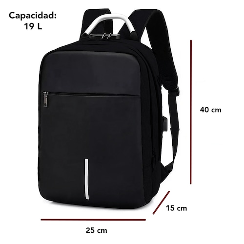  Mochila Antirrobo Con Carga USB Boclier Backpack 20 Litros color negro