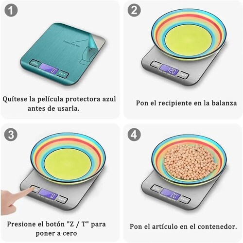 Balanza Digital USB Recargable Para Cocina Bascula Gramera De Comida  Impermeable